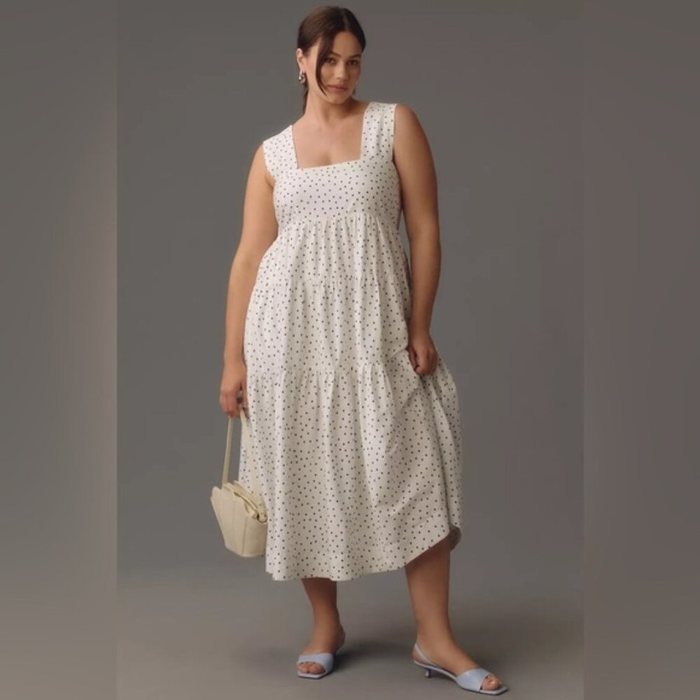 Anthropologie The Helena Square-Neck Tiered Midi Dress: Smocked Edition Size 2x